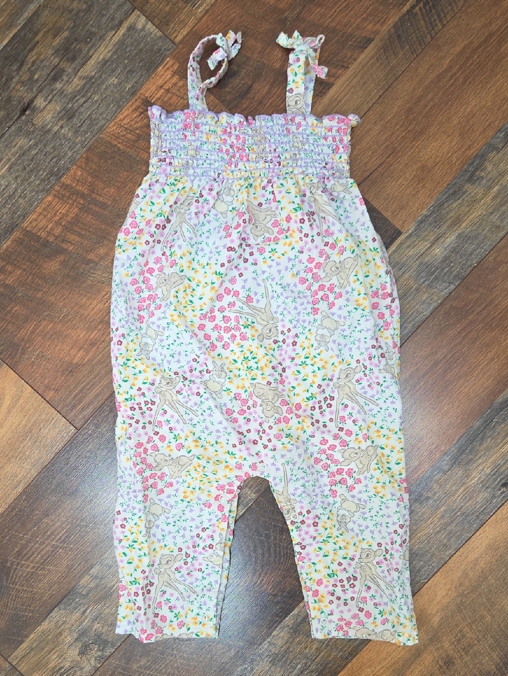 Disney Baby Bambi & Thumper Floral Sleeveless Smocked Jumpsuit, Size 18 Months